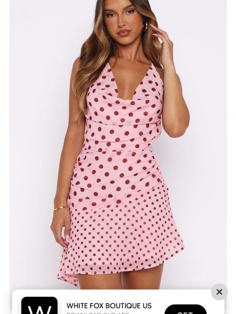 White Fox Boutique Pink Polka Dot Mini Dress